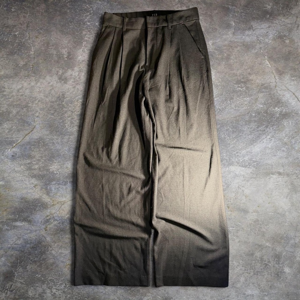 GAP Women 6 Black Wide Leg Pleated High Rise Brushed Twill Trousers Pants 365